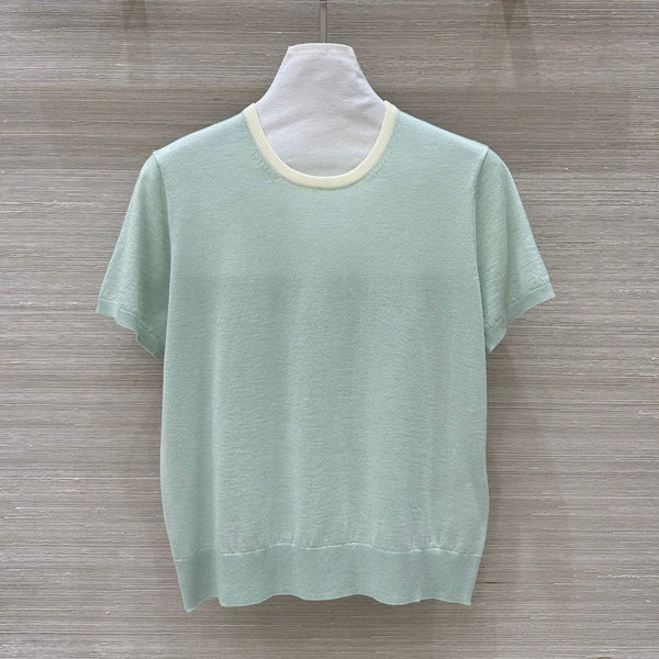 Miu Miu 25 Maglia a maniche corte in lana verde menta