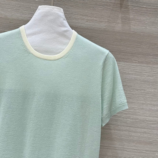 Miu Miu 25 Maglia a maniche corte in lana verde menta