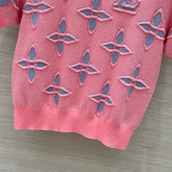 LV 25 Maglia a maniche corte in lana rosa
