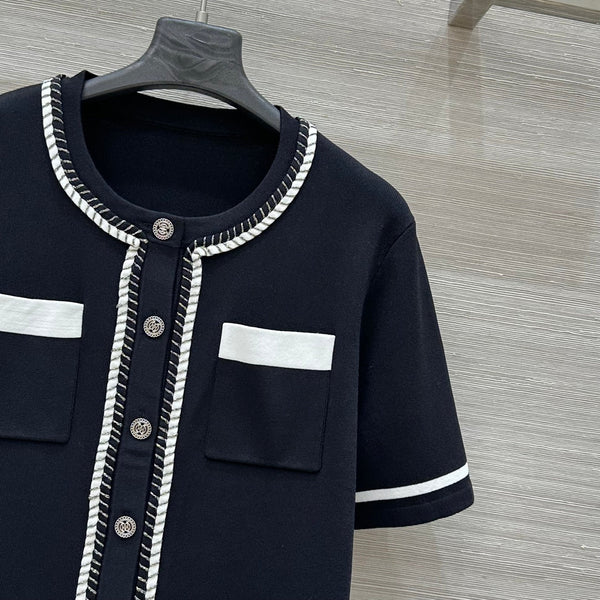 Cardigan a maniche corte CC nero