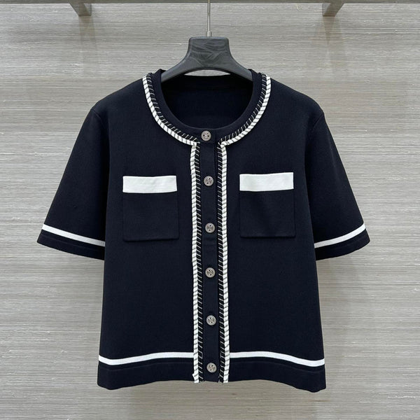 Cardigan a maniche corte CC nero