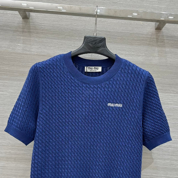 Miu Miu 25 Maglia Blu Lana