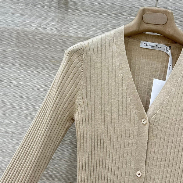 CD 25 V-neck Cardigan Beige Cashmere