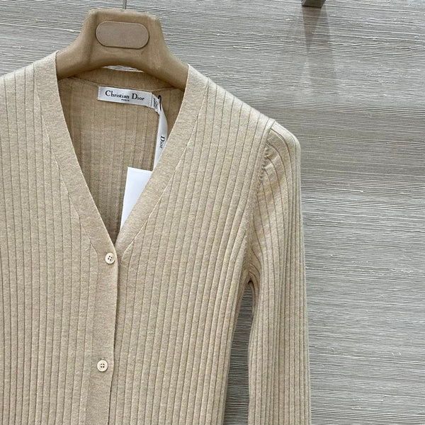 CD 25 V-neck Cardigan Beige Cashmere
