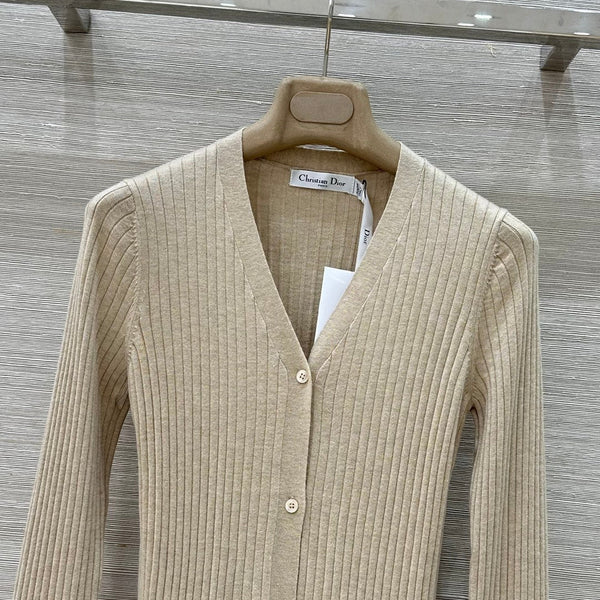 CD 25 V-neck Cardigan Beige Cashmere