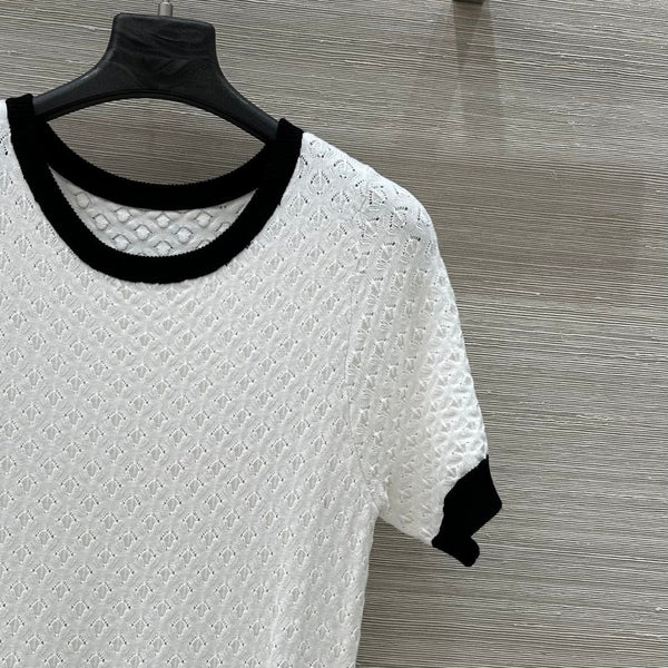Abito Gucci 25 in maglia con scollo rotondo e maniche corte, in viscosa bianca