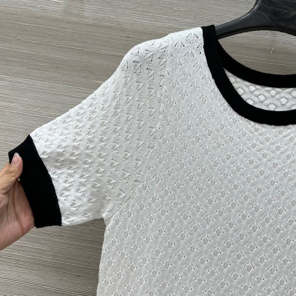 Abito Gucci 25 in maglia con scollo rotondo e maniche corte, in viscosa bianca