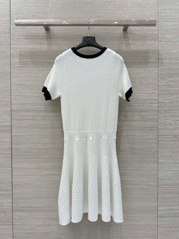 Abito Gucci 25 in maglia con scollo rotondo e maniche corte, in viscosa bianca