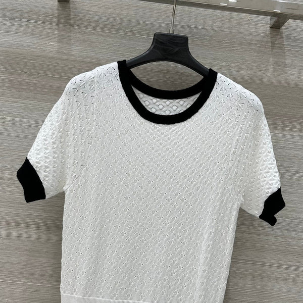 Abito Gucci 25 in maglia con scollo rotondo e maniche corte, in viscosa bianca