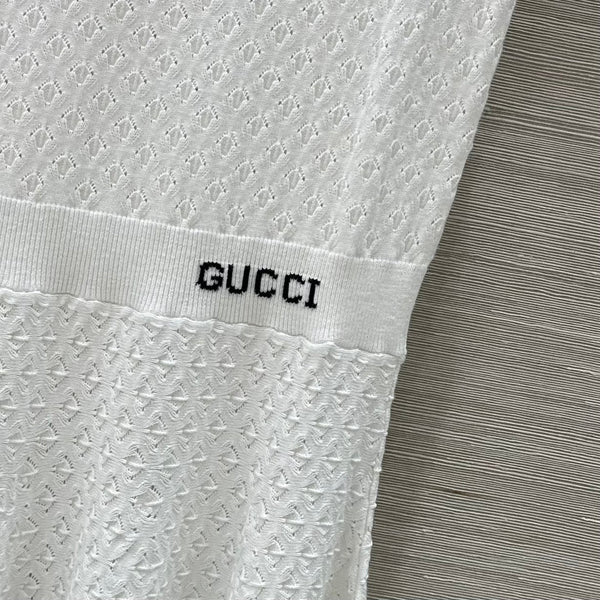 Abito Gucci 25 in maglia con scollo rotondo e maniche corte, in viscosa bianca