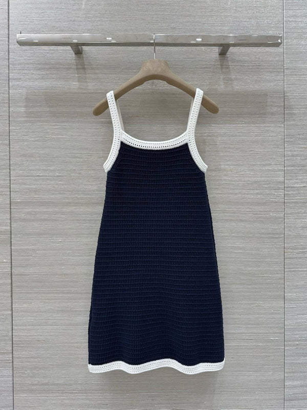 Gucci 25 Knitted Suspender Dress Blue White Cotton