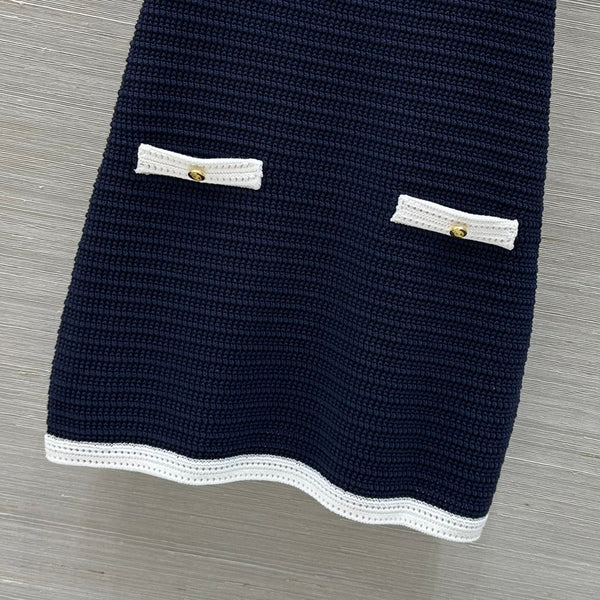 Gucci 25 Knitted Suspender Dress Blue White Cotton