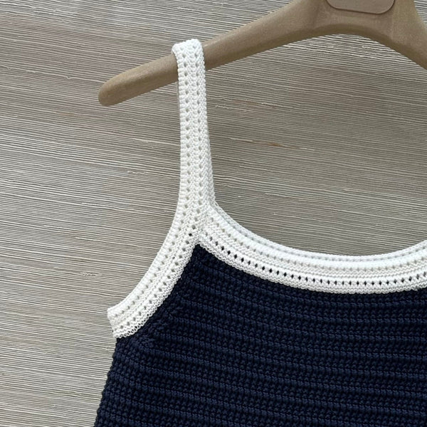 Gucci 25 Knitted Suspender Dress Blue White Cotton
