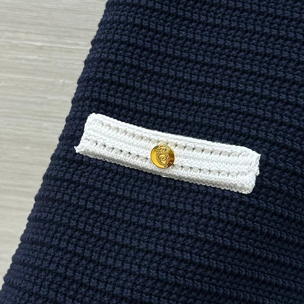 Gucci 25 Knitted Suspender Dress Blue White Cotton