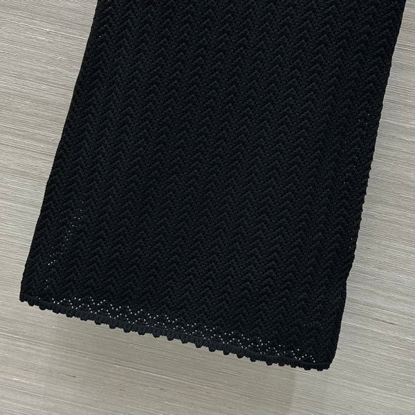Gucci 25 Hollow Knitted Polo Vest Dress Black Polyester Fiber