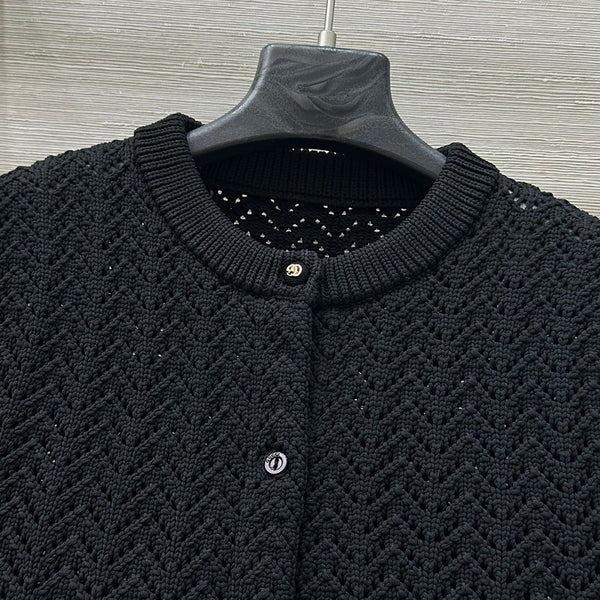 Gucci 25 Cardigan lavorato a maglia cava in fibra di poliestere nero