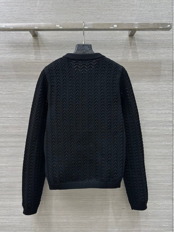 Gucci 25 Cardigan lavorato a maglia cava in fibra di poliestere nero