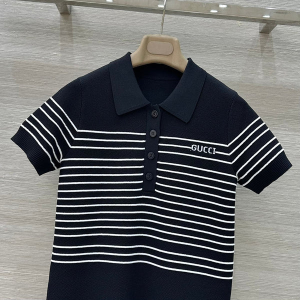 Gucci Polo Shirt Dress Black Cotton Wool