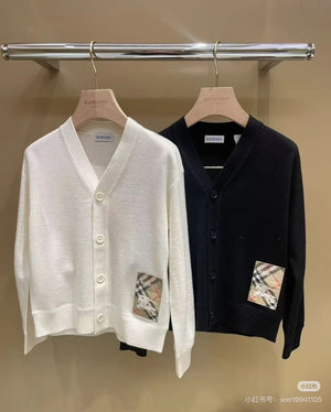 Bur 25 Cardigan Black And White Cashmere