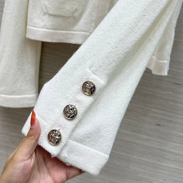 CC 25 Cardigan White Cashmere