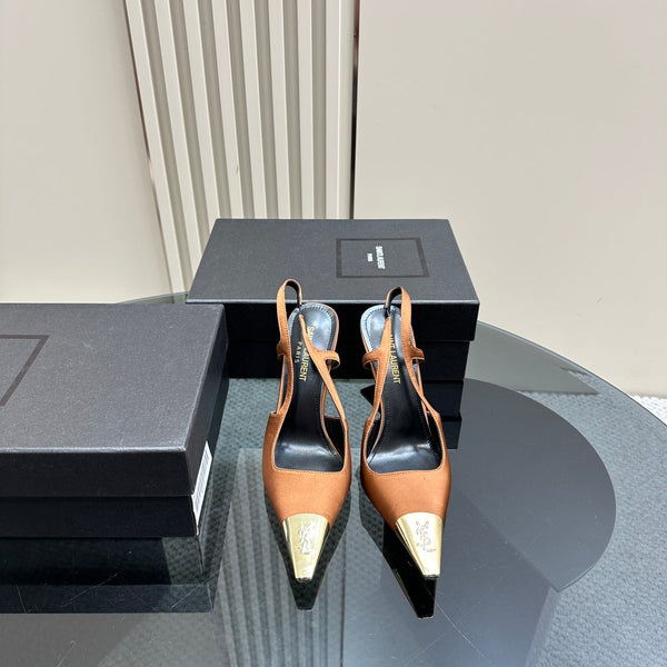 SL JEANNE SLINGBACK PUMPS TANGERINE SATIN