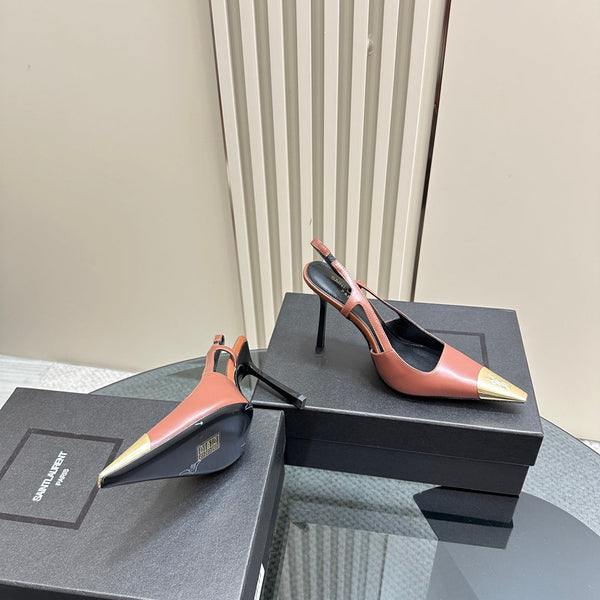 SL JEANNE SLINGBACK PUMPS BRICK CALFSKIN
