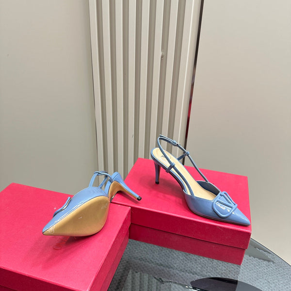 DÉCOLLETÉ SLINGBACK IN VERNICE BLU ELETTRICO VLOGO SIGNATURE 80MM