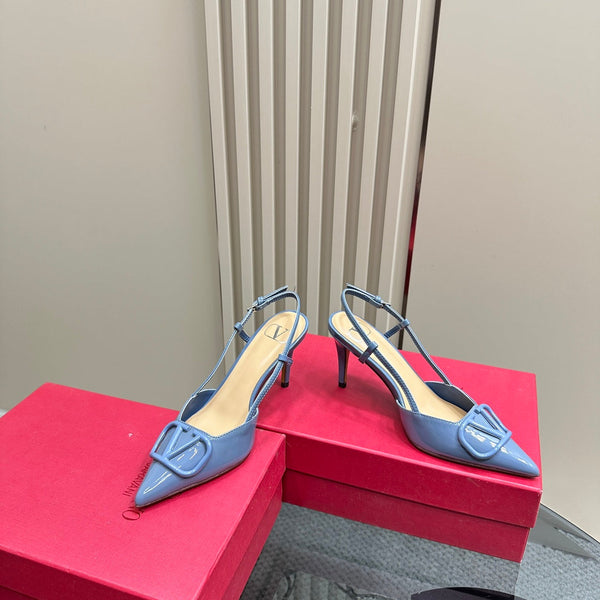 DÉCOLLETÉ SLINGBACK IN VERNICE BLU ELETTRICO VLOGO SIGNATURE 80MM