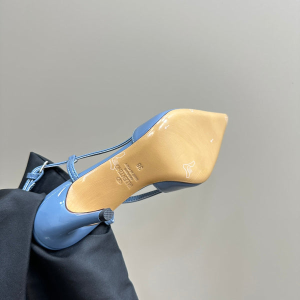 DÉCOLLETÉ SLINGBACK IN VERNICE BLU ELETTRICO VLOGO SIGNATURE 80MM