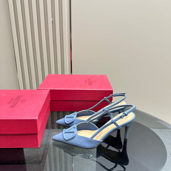 DÉCOLLETÉ SLINGBACK IN VERNICE BLU ELETTRICO VLOGO SIGNATURE 80MM