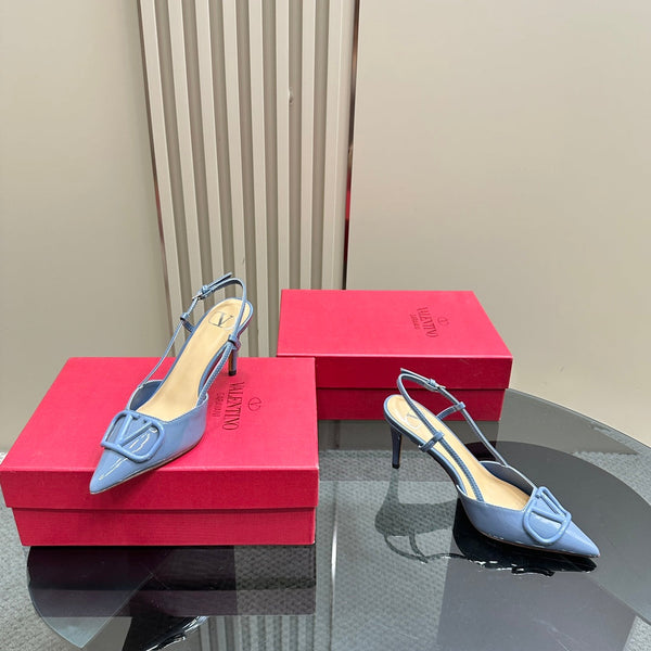 DÉCOLLETÉ SLINGBACK IN VERNICE BLU ELETTRICO VLOGO SIGNATURE 80MM