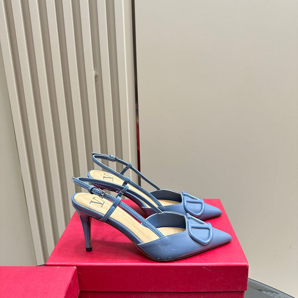 DÉCOLLETÉ SLINGBACK IN VERNICE BLU ELETTRICO VLOGO SIGNATURE 80MM
