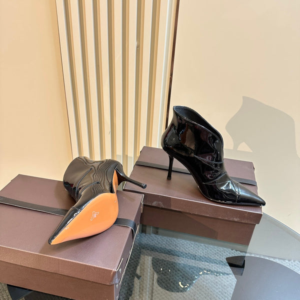 Stivaletti con tacco Alaila 85 mm in pelle di vacchetta nera lucida 921034