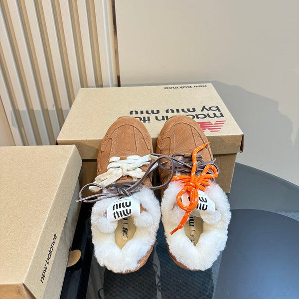 Miu x Balance 530 SL Sneakers Brown Yellow Fleece Lining Suede