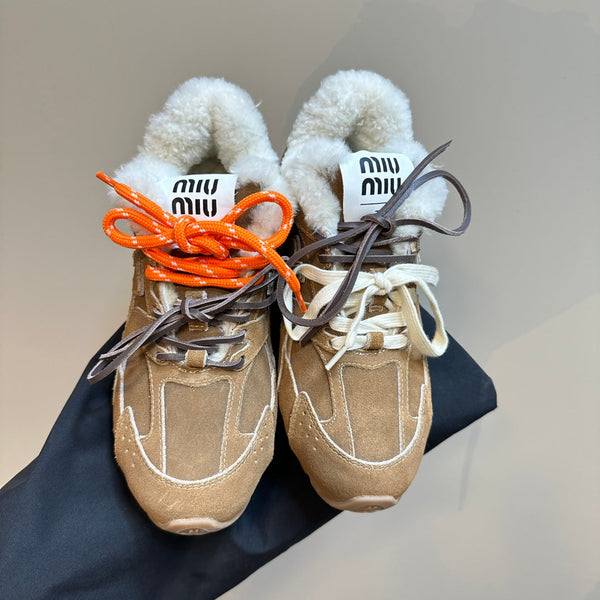 Miu x Balance 530 SL Sneakers Dark Brown Fleece Lining Suede