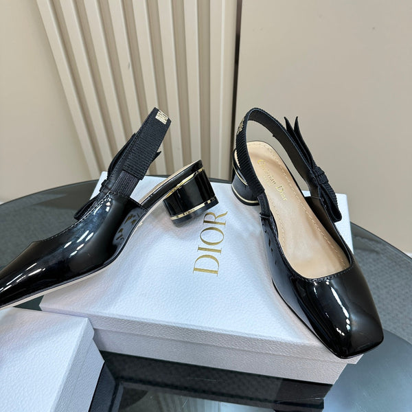Miss Dior Paris Slingback Pump In Black Glossy Cowhide 998868