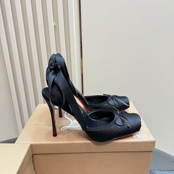 CL 25C Cassia Lace Up 100mm Black Silk 215855