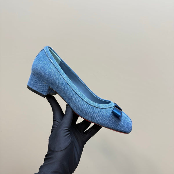 CL Denium Ballet Shoes Blue Nappa Lambskin 299718