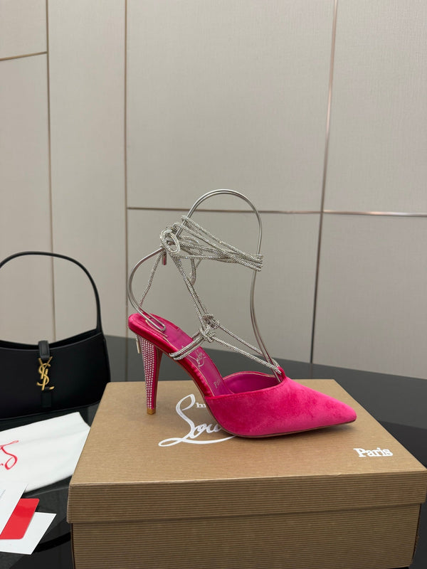 CL Mules Dark Pink 8.5cm Original Material 299876