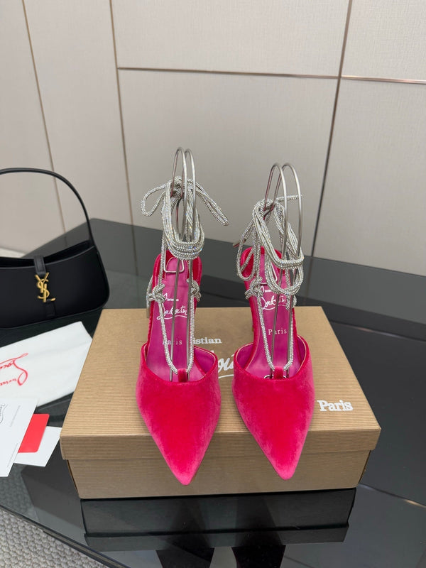 CL Mules Dark Pink 8.5cm Original Material 299876