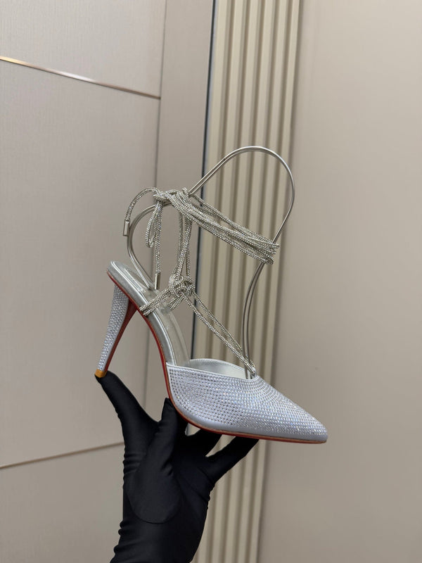 CL Mules Silver 8.5cm Original Material 299878