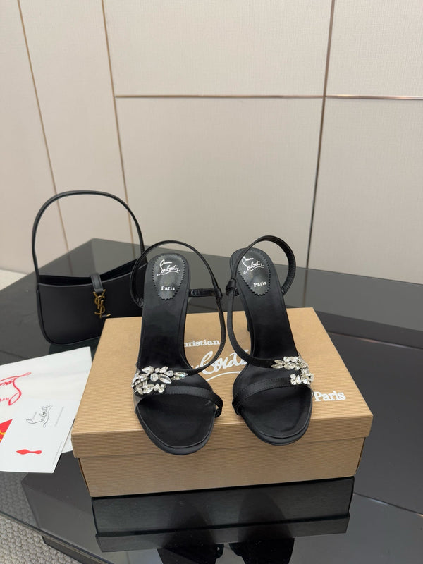 CL Diamond Sandals 10.5cm Black Silk 299879