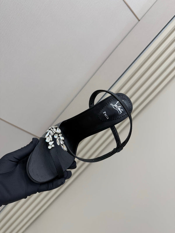 CL Diamond Sandals 10.5cm Black Silk 299879