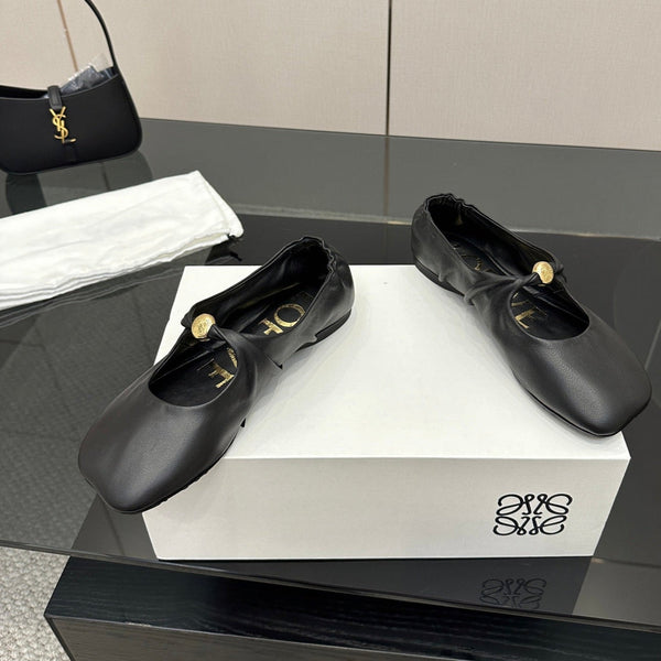 Loewe 25 Pebble Ballerine in pelle di vitello nera