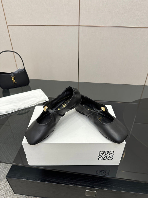 Loewe 25 Pebble Ballerine in pelle di vitello nera