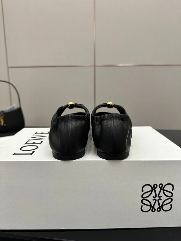 Loewe 25 Pebble Ballerine in pelle di vitello nera