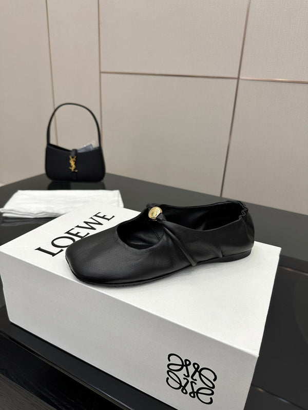 Loewe 25 Pebble Ballerine in pelle di vitello nera