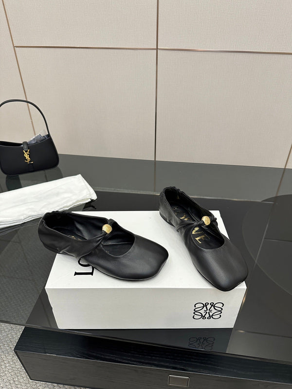 Loewe 25 Pebble Ballerine in pelle di vitello nera