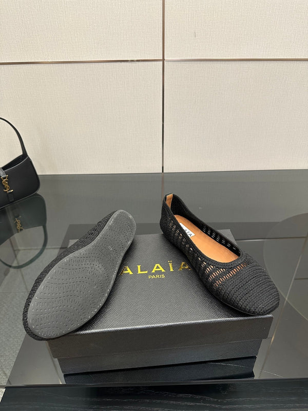 Alaia 2025 Ballet Flat Black Raffia 433753