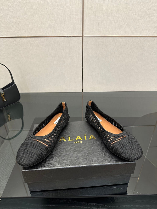 Alaia 2025 Ballet Flat Black Raffia 433753
